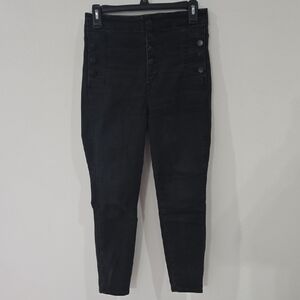 J Brand Sz 26  Black Natasha High Rise Skinny Button Fly Stretch Ankle Jens